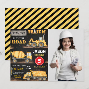 Convite de Fotografia de Construção em Preto e Ama