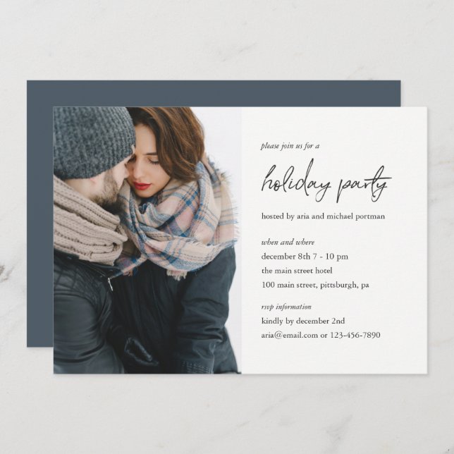 Convite de Fotografia de Feriado Minimalista (Frente/Verso)