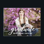 Convite De Fotografia De Festa de formatura De Scr<br><div class="desc">Cartão-postal de convite para Festa de formatura de Script Moderno - Script Branco</div>