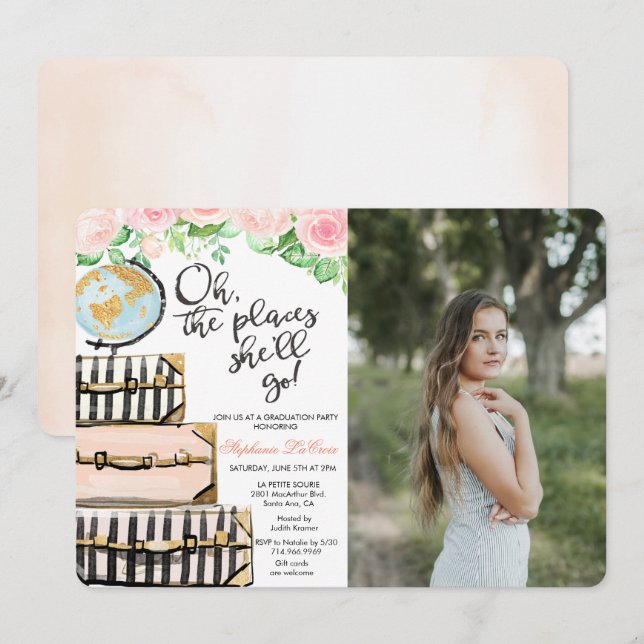 Convite de Fotografia de Festa de formatura Themed (Frente/Verso)