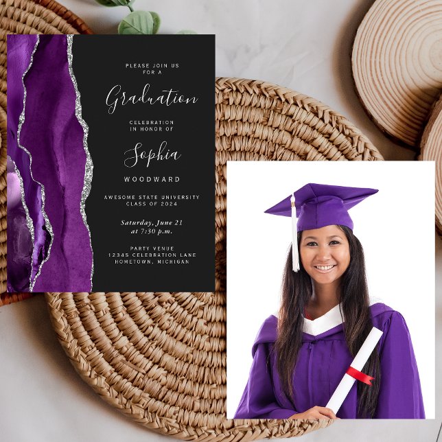 Convite de Fotografia de Formatura Orçamento Roxo  (Criador carregado)