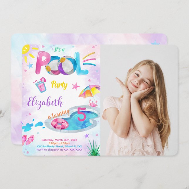 Convite de Fotografia de piscina (Frente/Verso)