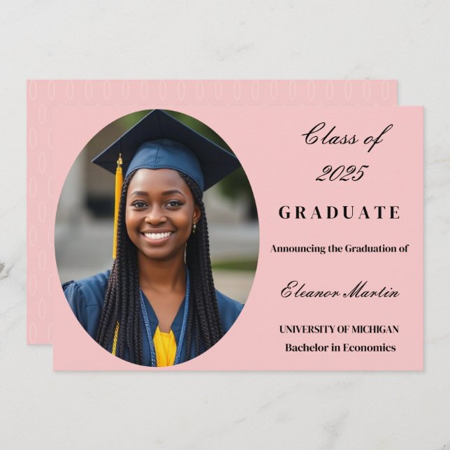 Convite de Fotografia Elegante Cor-de-Rosa Esbranq (Frente/Verso)