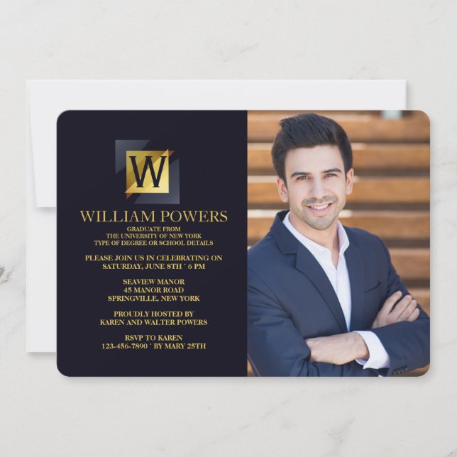 Convite de Fotografia Inicial Dourado (Frente)