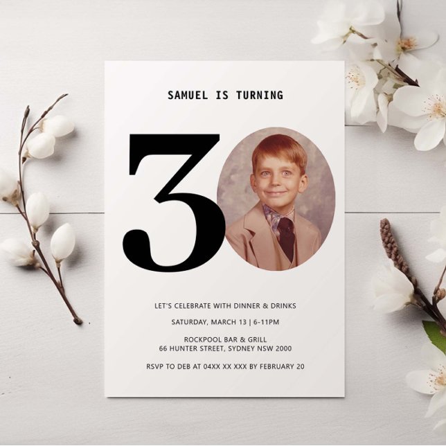 Convite de Fotografia para aniversário de 30 anos  (Criador carregado)