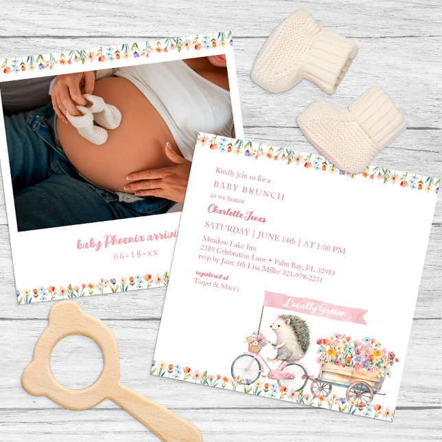 Convite de Fotografia para Chá de fraldas de porco (Whimsical Baby Shower Invitation)