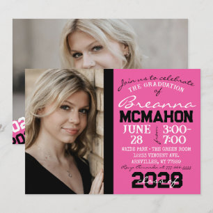 Convite de Fotografia para Graduação Rosa e Preto 