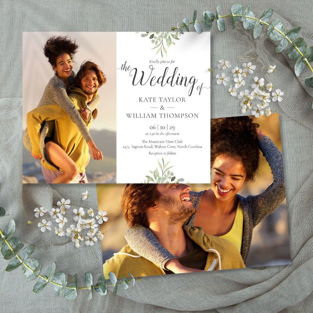 Convite de Fotos de Casamento com Rótulo de Vegeta (Budget Greenery Script Wedding Photos Invitation)