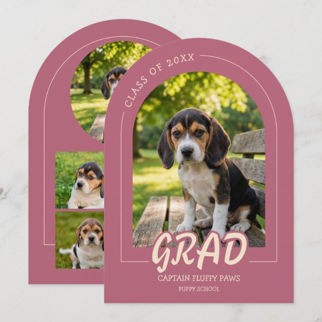 Convite de Fotos de Pets da Formatura de Filhotes  (Frente/Verso)