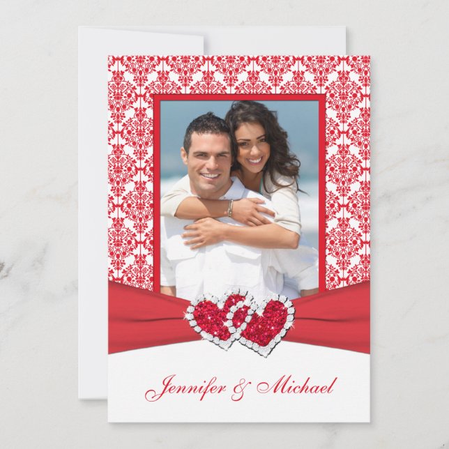 Convite de Fotos para Damas e Corações Vermelhas e (Frente)