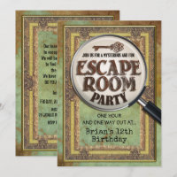 Convite de Frente e Verso para Festa de Escape Roo