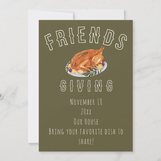 Convite de Friendsgiving Aquarela  (Frente)