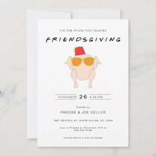 Convite de Friendsgiving com Ação de Graças do Per
