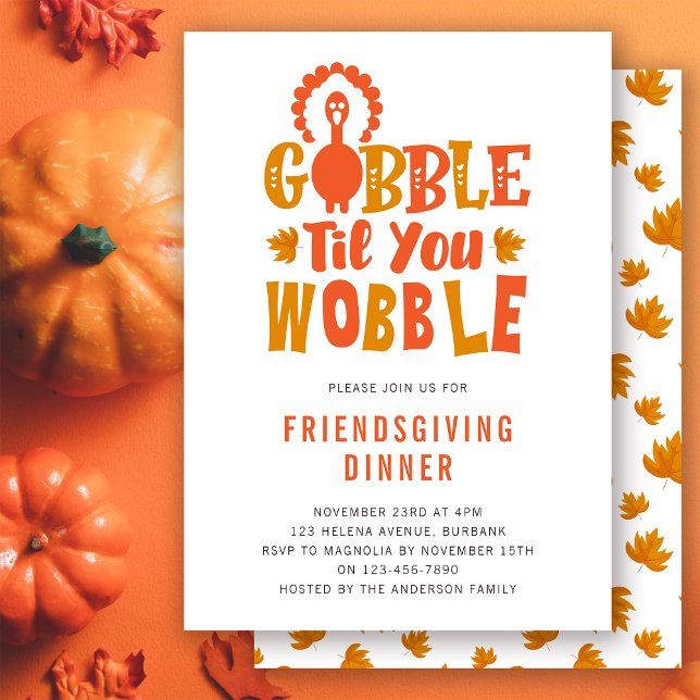 Convite de Friendsgiving Gobble Til You Wobble (Criador carregado)