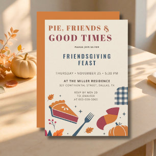 Convite de Friendsgiving Torta de Abóbora Dia de A