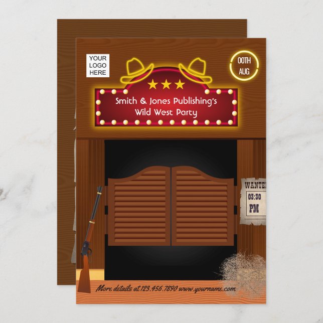 Convite de Função Corporativa Oeste Selvagem (Frente/Verso)
