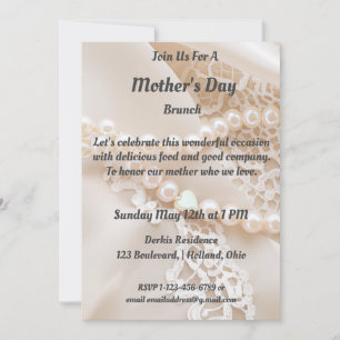 Convite de fundo de renda, cetim e pérola