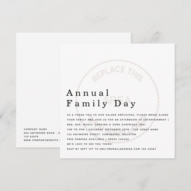 Convite de fundo para logotipos do Dia da Família  (Frente/Verso)