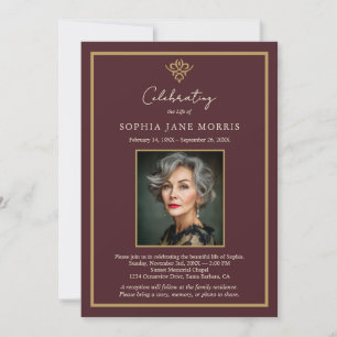 Convite de Funeral Burgundy Old Money Personalizad