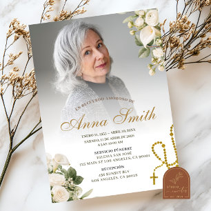 Convite de Funeral Minimalista Rosa e Lírio Branco