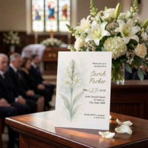 Convite de Funeral Tuberose Aquarela Branca
