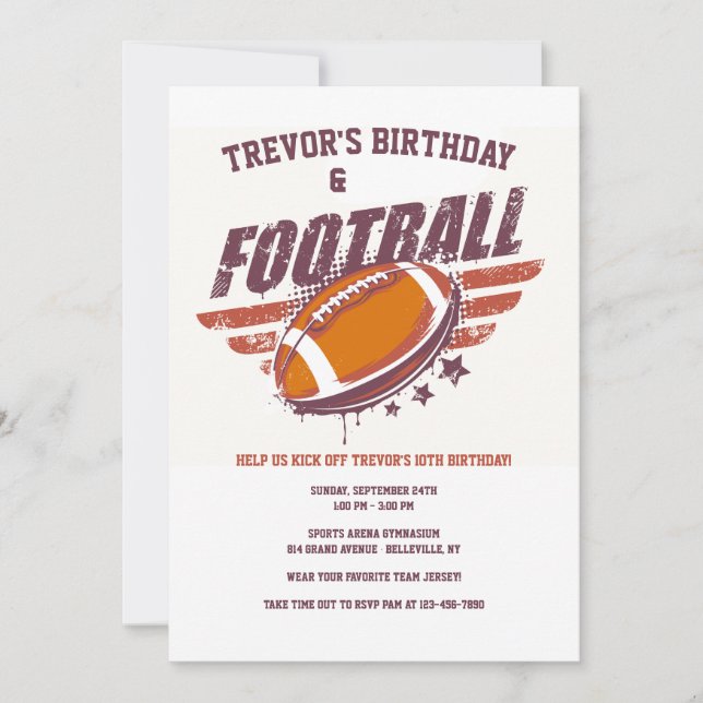 Convite de Futebol Americano (Frente)