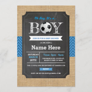 Convite de futebol do Chá de fraldas Blue Boy