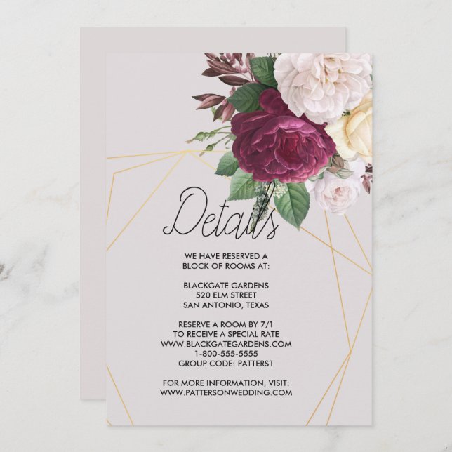 Convite de gabinete geométrico do ouro Elegante (Frente/Verso)