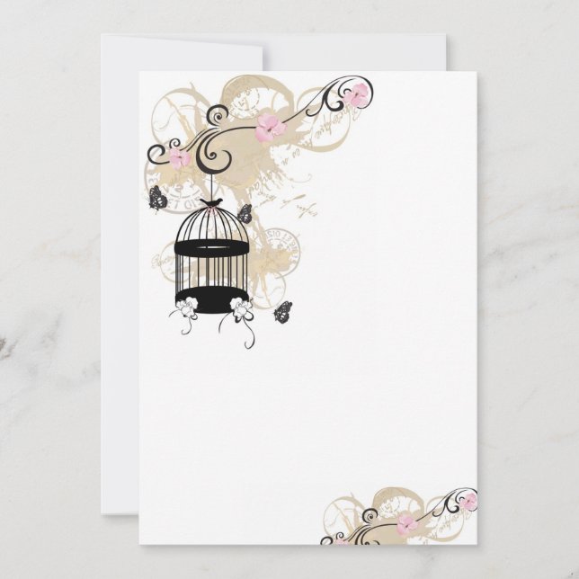 Convite de gaiola de pássaro vintage (Frente)