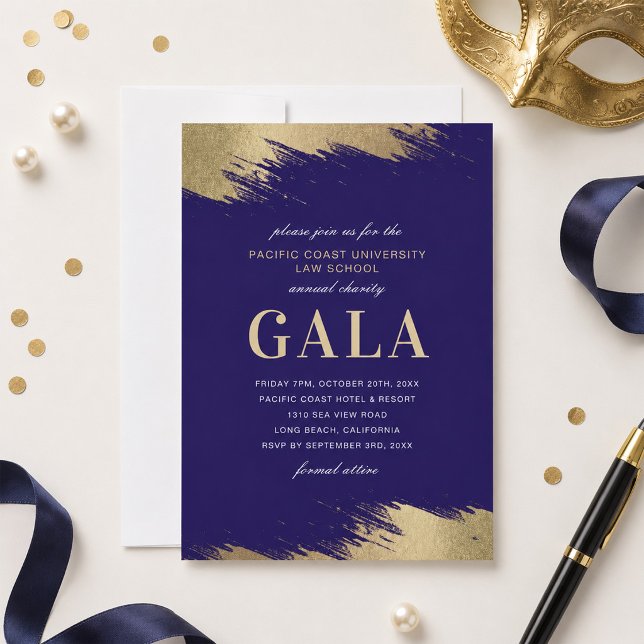 Convite de Gala Azul Dourado Evento Formal (Criador carregado)