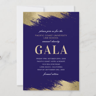 Convite de Gala Azul Dourado Evento Formal