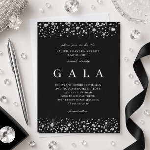 Convite de Gala Brilhante Diamante Gravata Preta