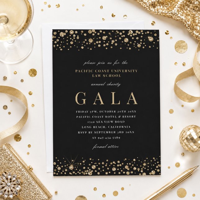 Convite de Gala Elegante Brilho de Diamante (Criador carregado)