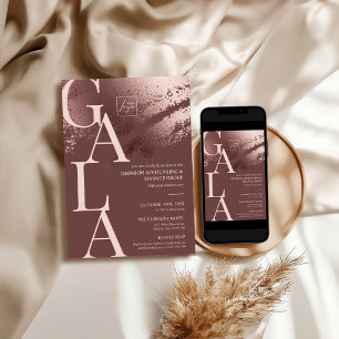 Convite de gala empresarial editável em bronze ele