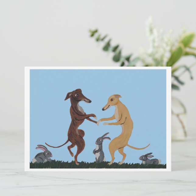 Convite de Galgos Dançantes e Amigos Coelhinhos (Em pé/Frente)