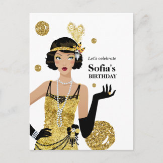 convite de garota flapper de 1920, aniversário de