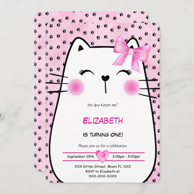 Convite de gatinho (Frente/Verso)