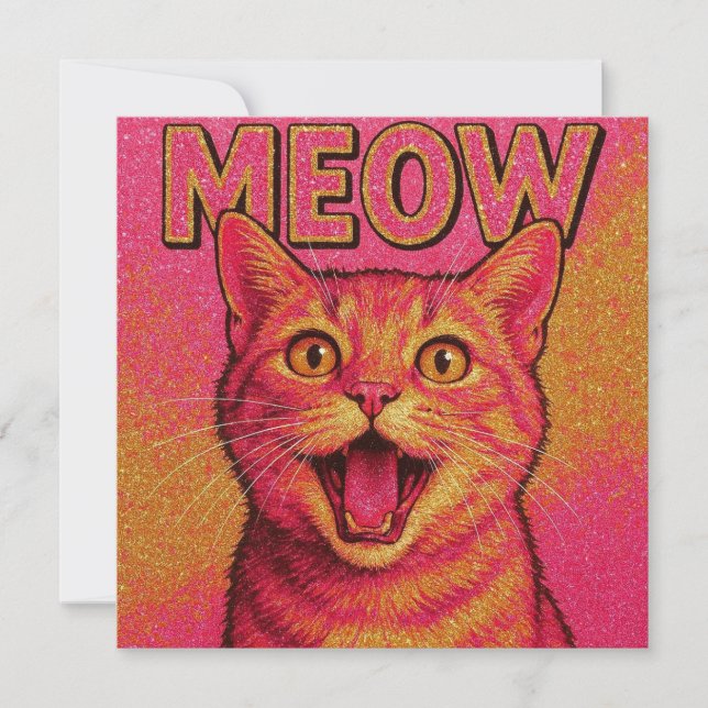 Convite de gato miau cartão! (Frente)