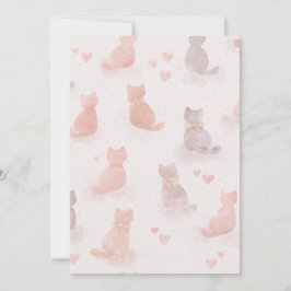 Convite de Gatos e Corações em Aquarela