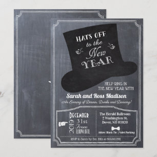 Convite de Giz de Chapéu Alto para Réveillon