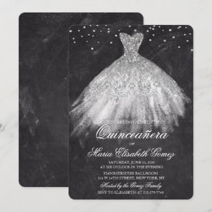 Convite de Giz de Diamante de Vestido de Brilho de
