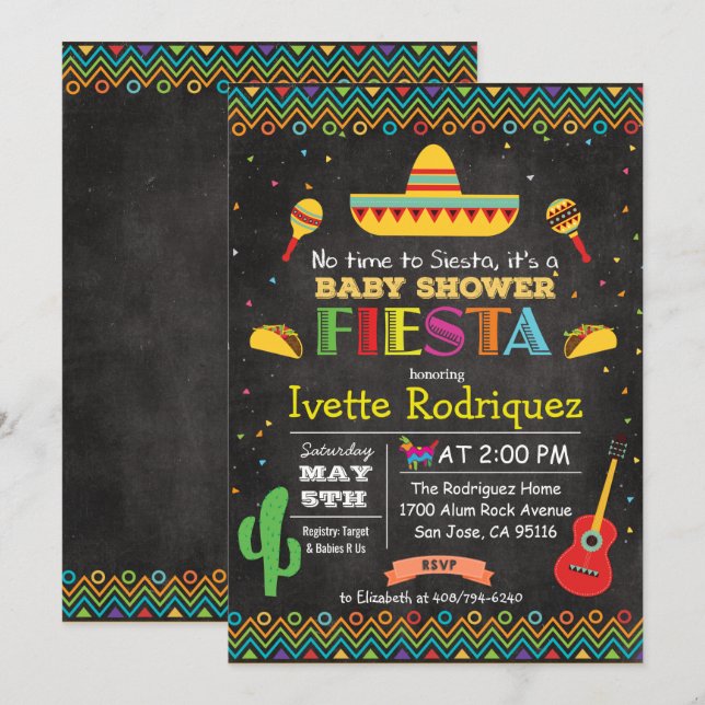 Convite de Giz para Churrasco de Bebê Mexicano Fie (Frente/Verso)