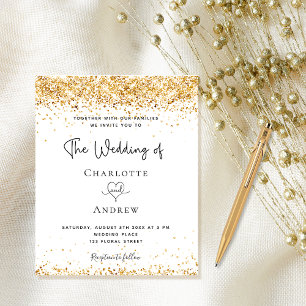 Convite de glória de ouro branco para casamento