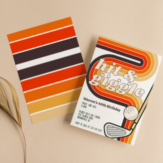 Convite de Golfe Retro Hit and Giggle