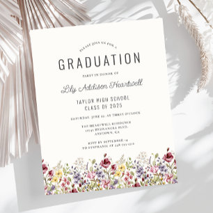 Convite de Graduação Boho Orçamento Flores Silvest
