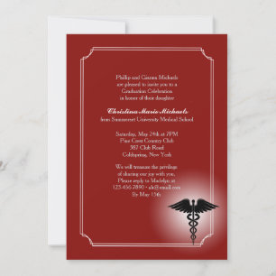 Convite de Graduação Caduceus Medical Care Carmesi