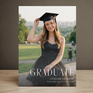 Convite de Graduação com Foto e Laço Preto