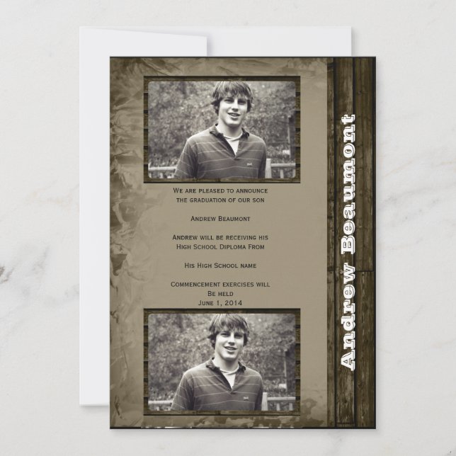 Convite de Graduação com Foto Rústica Country (Frente)