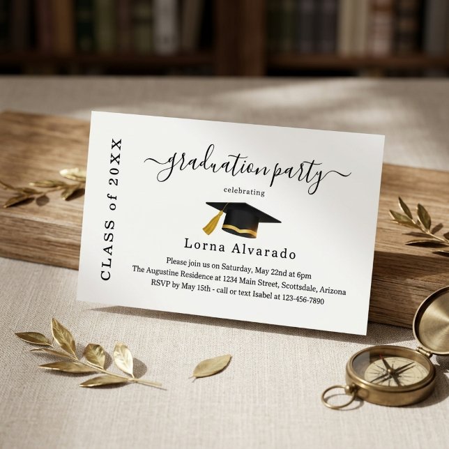 Convite de Graduação com Letra de Forma Dourada e  (Criador carregado)