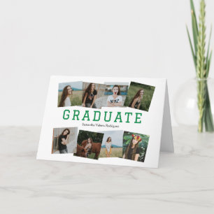 Convite de Graduação de Oito Fotos com Ângulo Verd